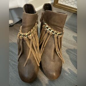 Sbicca Brown fringe booties